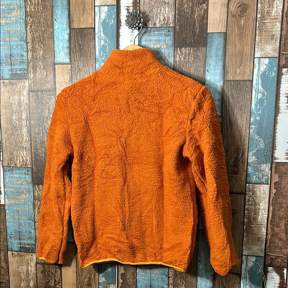 Orange Fleece fuzzy zip Jacket with Pockets - Picture 13 of 16